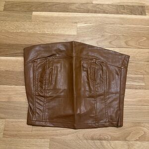 Le Lis Leather Strapless Top